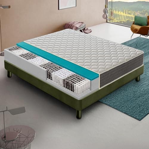 Materassiedoghe - Materasso 800 Molle Insacchettate Indipendenti - Alto 30 cm - 5 cm Memory Foam - Ortopedico - Ergonomico - 100% Made in Italy (Piazza e Mezza, 140x190 cm)