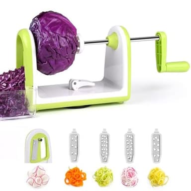 Dreamhigh® Spiralizzatore di Verdure Con 4 Lame, Grattugia Manuale Per Verdure, Spirale Per Pasta Di Zucchine E Noodles, Spiralizzatore Migliorato, Adatto A Tutti I Tipi Di Verdure E Frutta