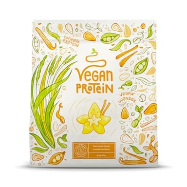 Proteine in Polvere Vegane | Gusto Vaniglia | 22g Proteine Vegetali Isolate di Pisello, Riso, Girasole e Soia | Massa Muscolare | 600g Vegan Protein Powder | Alpha Foods