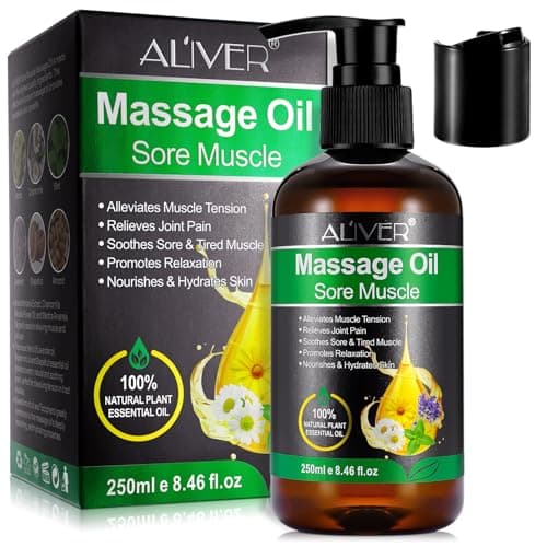 Olio di Massaggio Corpo per Rilassanti e Decontratturanti 250ml per Tensioni Muscolari e Sportivi con Olio di Mandorle e Olio di Lavanda e Arnica