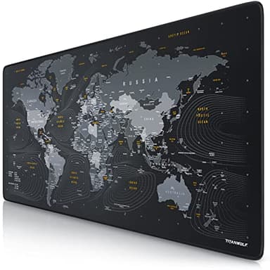 CSL-Computer TITANWOLF - Tappetino per mouse XXL Speed Gaming Titanwolf mappa del mondo 900 x 400 mm – XXL Mousepad – Sottomano grande dimensione – migliora la precisione e la velocità