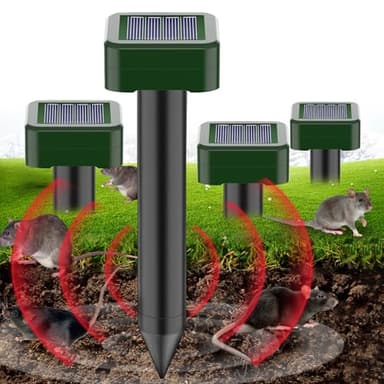 4 Pezzi Repellente Solare per Talpe, Repellente Solare a Ultrasuoni per Topi Repellente per Roditori Impermeabile e Durevole Respinge Rapidamente Serpenti, Arvicole, Scoiattoli, Lontre e Lucertole