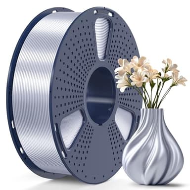 SUNLU Filamento PLA Plus Seta Lucida 1.75mm per Stampante 3D, Silk PLA+ Filamento con Finitura Liscia e Setosa, Buona Resa Colore, Precisione Dimensionale +/- 0,02 mm, 1kg (2,2lb) Bobina, Silk Argento