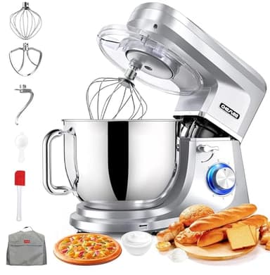 CHeflee Impastatrice Planetaria,1800W Impastatrice Professionale,7,2 L Ciotola in Acciaio inox,Dotato di 3 Utensili di Miscelazione,Copertura antipolvere,6 Velocità Robot da Cucina Multifunzione