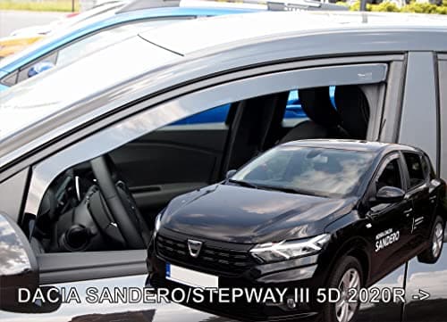 J&J Automotive | Deflettori D'Aria Antiturbo Per Sandero/Stepway dal 2021, Set di 2 Pz, Nero, Antivento, Antipioggia, Fume' Oscurati