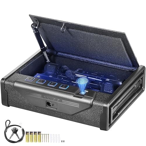 VEVOR Biometrica per 2 3 Modi di Tasti Sblocco per Impronte Digitali Combinazione per Gioielli Documenti Uso Domestico Cassaforte Pistole, Black