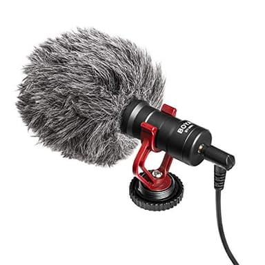Boya by-MM1 Microfono per fotocamera, microfono compatto universale con ammortizzatore professionale a condensatore per DSLR, videocamera, iPhone, smartphone Android, Mac, tablet