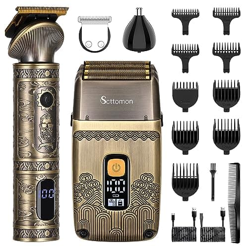 Scttomon T-Blade Trimmer Capelli & Rasoi Elettrici per Gli Uomini Foil Shaver Beard Trimmer Kit di Cura Degli Uomini con Triple Lame Cordless