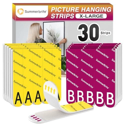 Summerbrite Strisce Appendi Quadri Adesive, 15 Paia (30 Strisce, Misura XL), Appendi Quadri Senza Chiodi, Sopporta 6,8 Kg, Senza Residui, Ottimale per Cornici, Poster, Decorazioni