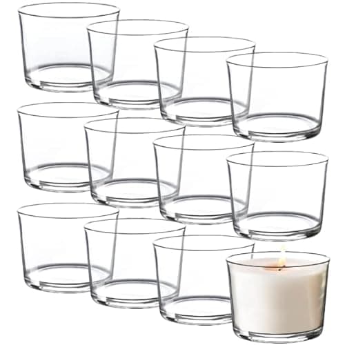 Set di portacandele da 12 pezzi, 150 ml, 82 x 58 mm, per candele, decorazione da tavolo, lavabile in lavastoviglie, trasparente