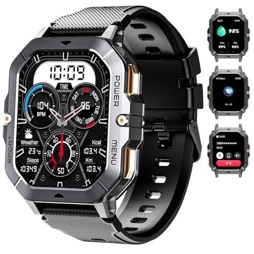 OUKITEL BT101 Smartwatch Uomo - Smartwatch Militare Uomo Fitness con Chiamate Bluetooth, 2,02 Pollici Orologio Smart Watch Impermeabile, 410mAh/Sonno/100+ Modalità Sport per Android iOS