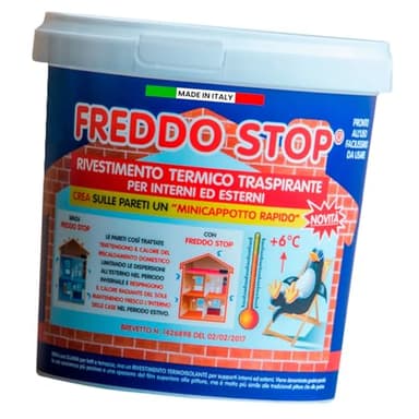 Eurocali Freddo Stop Tecnostuk lt.2,5 Rivestimento Termico Traspirante per Interni ed Esterni Made in Italy - Termoisolante per Muri Molto Freddi Freddostop