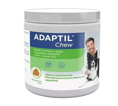 ADAPTILl® Chew - Snack Naturali Calmanti per Cani - 30 pezzi - Tranquillante e Antistress per Cani Agitati Iperattivi, Rilassamento per Viaggi e Momenti Stressanti