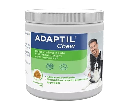 ADAPTILl® Chew - Snack Naturali Calmanti per Cani - 30 pezzi - Tranquillante e Antistress per Cani Agitati Iperattivi, Rilassamento per Viaggi e Momenti Stressanti