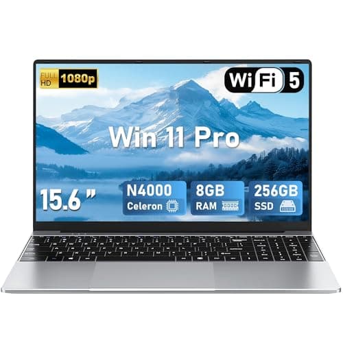 FUNYET 2025 PC Portatile 15.6 Pollici LPDDR4 8 GB RAM 256 GB SSD Laptop Win 11 Pro IPS FHD 1920×1080 Celeron N4000 Notebook Supporta l'espansione TF Card 1TB, BT 5.0, USB 3.0, Mini-HD, 2.4G+5G WIFI