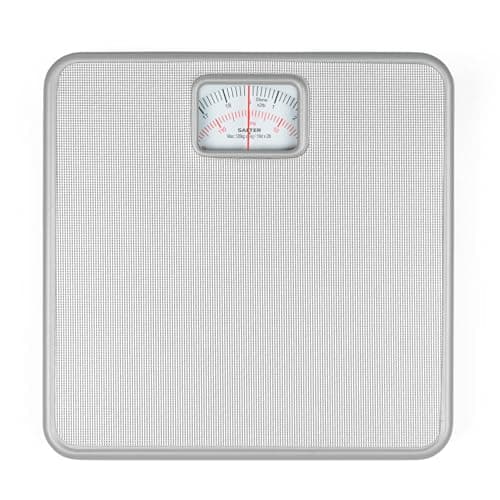Salter 433 SVDR - Bilancia meccanica da bagno, tappetino antiscivolo, quadrante girevole di facile lettura, spaziosa, ampia superficie piedi, capacità max 120 kg, no batterie, color argento