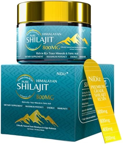 100% Shilajit Himalayano Puro 800MG, Erbe Ayurvediche 5 in 1, Testate in Laboratorio in Europa, 50g