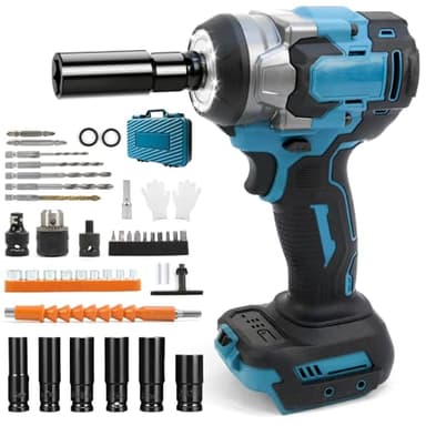 Avvitatore a Impulsi Brushless, 700Nm Avvitatori a Massa Battente, 1/2" Avvitatore a Batteria Compatibile con Batteria Makita 18V, 6 Bussola, Chiave a Urto Elettrica per Avvitare e Svitare