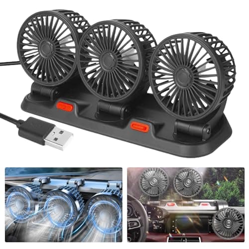 Ventilatore Elettrico Per Auto,360°12V 24V Ventilatore USB Auto Portatile,Ricaricabile Ventilatore Da Tavolo Silenzioso,Ventola Clip-On Regolabile Per Camper,Camion,Berlina/SUV/RV/Barca