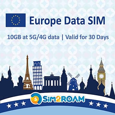Carta SIM SOLO dati Europa 30 giorni | Scheda SIM dati prepagata ad alta velocità 5G/4G LTE | Buona connessione | RICARICABILE! (10 GB/30 giorni)