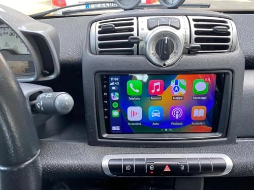 Autoradio Navigatore Car Tablet Android 13 2+64GB Radio CarPlay Android Auto Wireless 9 Pollici Bluetooth GPS Viva Voce Per SMART FORTWO 2007->2010