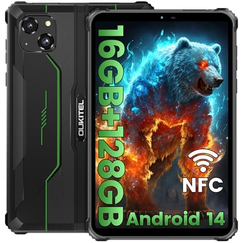 OUKITEL RT3 PRO Tablet Rugged Android 14, 16GB+128GB (TF 2TB) Tablet PC Robusto, 5150mAh Batteria, Tablet 8.0 Pollici HD Display, 16MP+8MP, IP68/IP69K Dual SIM 4G LTE/5G WiFi/Face ID/OTG/BT5.0/GPS/NFC