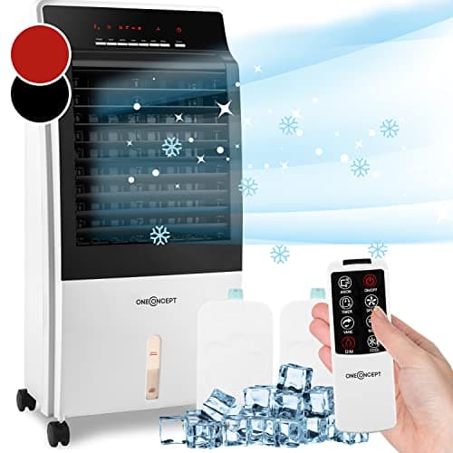 oneConcept CTR-1 - Raffrescatore Evaporativo, Ventilatore, Umidificatore, Depuratore, 4in1, Ionizzatore, Serbatoio: 8 Litri, Flusso d'Aria: 360 m³/h, 65 W, Portatile, Telecomando, Bianco