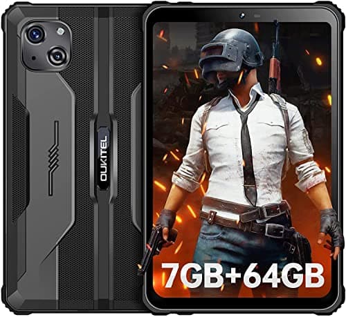 OUKITEL RT3 Rugged Tablet 2023 8" HD+ Schermo Android 12 Tablet Robust 7GB + 64GB TF 1TB Octa-Core Tablet Indistruttibile 5150mAh 16MP+8MP Impermeabile IP68/69K Banda Globale Face ID Nero