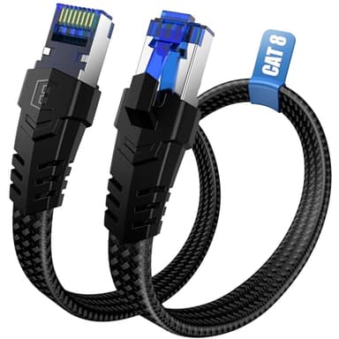 Cavo Ethernet 30 metri, Cat 8 40Gbps 2000MHz Alta Velocità Cavo di Rete, Lungo RJ45 Gigabit Cavo Lan, Piatto Nylon Braided Cavo Internet,Compatibile con Switch, PC,TV,Modem,Regalo per il giocatore