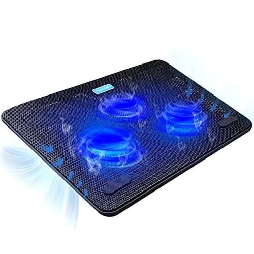 TECKNET Ventola di raffreddamento per computer portatile con dispositivo di raffreddamento a 3 ventole con LED e 2 porte USB 12"-17per laptop
