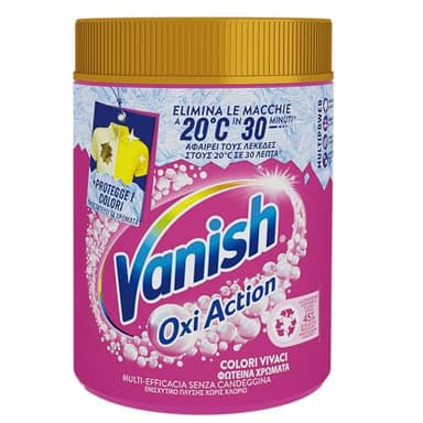 Vanish Oxi Action Multipower Polvere Rosa, Smacchiatore per Capi Colorati, 1 Confezione da 1Kg di Smacchiatore per Bucato, Additivo Lavatrice Multiazione senza Candeggina