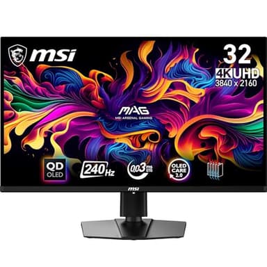 MSI MAG 321UPX QD-OLED Monitor Gaming 31.5" 4K UHD - Pannello Quantum Dot OLED (3840 x 2160), 240Hz/0.03ms, 99% DCI-P3, Display HDR True Black 400 - DP 1.4a, HDMI 2.1, USB Type-C