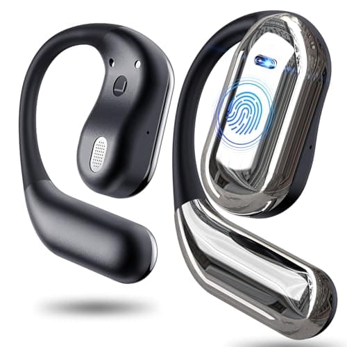 EUQQ Sports Cuffie Bluetooth 5.3, Open Ear Auricolari Clip Orecchio Cuffie Senza Fili con 4 HD Mics e 50 Ore di Riproduzione per Running Fitness Yoga, IPX7 Impermeabile, Nero (2025)