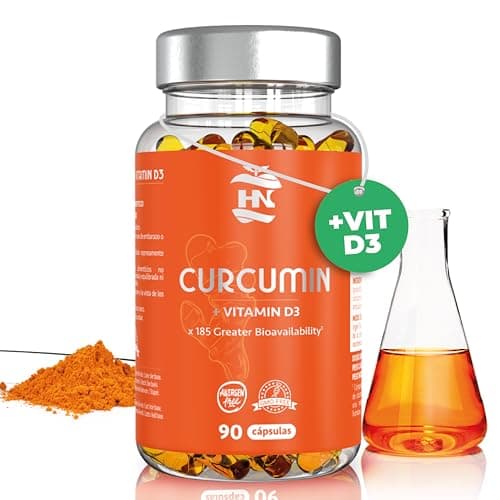 Curcuma Integratore. Curcuma Capsule con Curcumina Novasol 185 volte più efficace con la Vitamina D Integratore per Antinfiammatorio, Articolazioni e Digestione, 100% Naturale (90 Capsule)