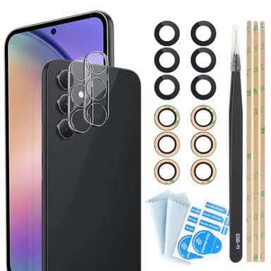 YHX-OU 2 Pezzi Fotocamera Lente Posteriore in Vetro di Ricambio per Samsung Galaxy A54 5G Lente Vetro Camera Posteriore con pinzette + 2 Pezzi Camera Vetro temperato