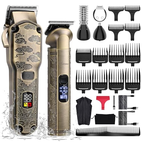Hatteker Tagliacapelli Uomo Professionale Regolabarba Uomo Rasoio Elettrico Barba Macchinetta per Capelli Tagliabarba Trimmer Impermeabile Tagliapeli naso-corpo Taglio capelli Barbiere Kit