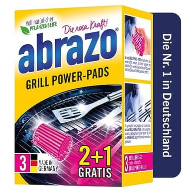 abrazo Grill e Barbecue - 3 tamponi di pulizia per grill e forno, spugna per piatti con sapone vegetale, spugna da cucina, spugna per pulizia, sgrassatore per griglie