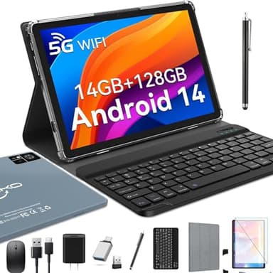 ZONKO Tablet Android 14 Tablet 10 pollici Tablet in offerta con SIM slot,tablet con tastiera e penna,4G LTE Tablet PC 5G Wifi,14GBRAM + 128GBROM (1TBTF),8+13MP| 8000 mAh,Octa core,Bluetooth5.0-Grigio