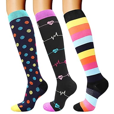 DRESHOW Calze a Compressione Graduata per Uomo E Donna Calze Elastiche Sportive per Atletica, Corsa, Viaggi Volo, Ciclismo