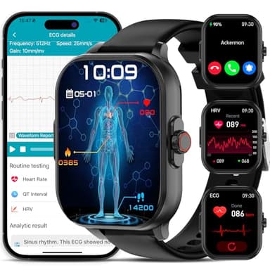 YYKY Smartwatch Uomo Donna 2025 ECG+HRV𝐆𝐥𝐢𝐜𝐞𝐦𝐢𝐚2.01 Orologio sanitario con funzione telefono,SPO2 RΙΙEναMENtO dEΙΙ'ΑpNEΑ,Stress emotivo Pressione sanguigna Meteo sonno fitness per Android/iOS