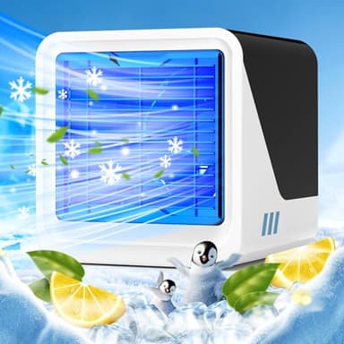 Condizionatore D'aria Mobile, Condizionatore D'aria Mobile Senza Tubo Di Scarico 3 Velocità 7 Luci Colorate Ricarica USB Basso Rumore, Raffrescatore D'aria Con Raffreddamento Ad Acqua Per Casa, Uffici