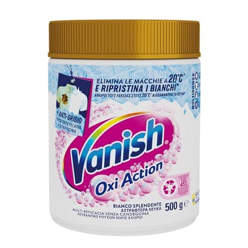 Vanish Oxi Action Multipower Polvere Bianco Splendente, Smacchiatore per Capi Bianchi, 1 Confezione da 500 g per Bucato, Additivo Lavatrice Multiazione senza Candeggina