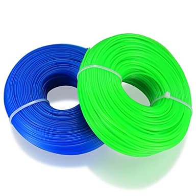 2 Pz Filo per Decespugliatore, Filo in Nylon per Tagliabordi Professionale, 1,6 mm x 100 m Fili per Decespugliatori Tondo, per Parco Giardino, Prato, Colore Blu, Verde, 200 metri in totale