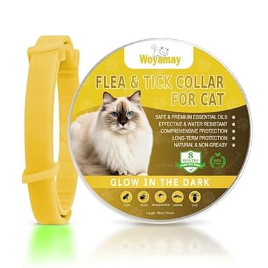 Collare Antiparassitario per Gatti Fluorescente Impermeabile - Collare Gatto Antipulci per Protezione Duratura, giallo