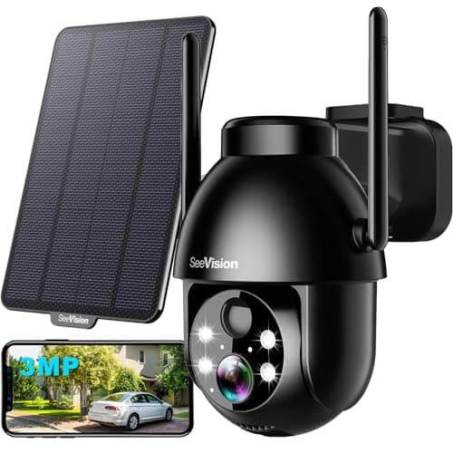 Telecamere di sicurezza a energia solare senza fili per esterni, 2K alimentato a batteria PTZ WiFi 3MP telecamera di sicurezza interna per la casa con riflettore, rilevamento movimento PIR, sirena,