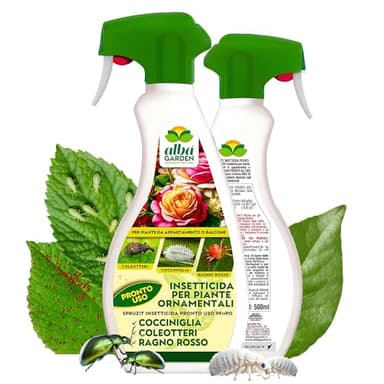 Albagarden Spruzit - PIRETRO Insetticida Piante Naturale - Contro Cocciniglia, Afidi, Ragnetto Rosso, Coleotteri, Popilia Japonica - Insetticida per Rose e Piante Ornamentali - Spray 500 ml