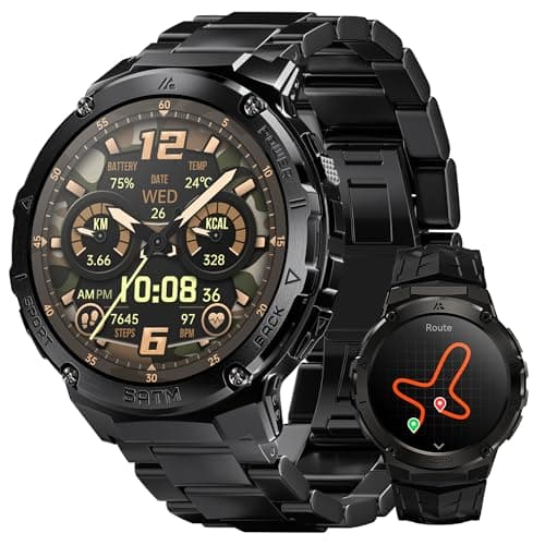 HIDAMEL T3E Smartwatch Militare Uomo, GPS Integrato, AMOLED 1,43", Chiamata Bluetooth, Impermeabile 5ATM, Bussola, Pressione, 170 Modalità, Durata 40 Giorni, Fessurazione Anti-Crash (Nero Carbone)