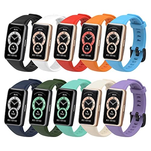 SenMore 10-Pezzi Cinturino Compatibile con Huawei Band 6 Braccialetto di Ricambio in Silicone Honor Band 6 Cinturino di Ricambio Sportivo in Silicone per Huawei Band 6 / Honor Band 6