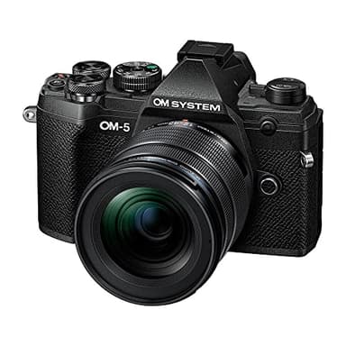 OM SYSTEM Fotocamera OM-5 con sistema Micro Quattro Terzi, incl. obiettivo M.Zuiko Digital ED 12-45mm PRO, sensore Live MOS da 20MP, stabilizzazione dell'immagine a 5 assi migliorata, IP53, nero