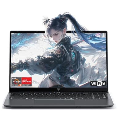Tivique pc portatile 15.6" FHD 1920x1080 Ryzen 5 7430U Processore fino a 4.3GHz Gaming Laptop 16GB RAM DDR4 * 2.512GB M.2 SSD Laptop, BT5.0, USB3.2, HDMI, Type-C, 54.7 Wh Batteria, WiFi 6.0